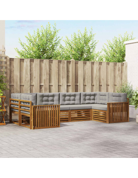 Set divani con cuscino 6 pcs Grigio Naturale e Chiaro