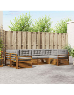 Set divani con cuscino 6 pcs Grigio Naturale e Chiaro