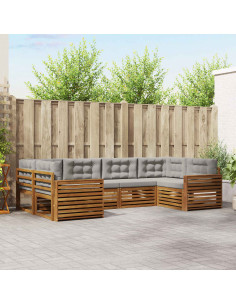 Set divani con cuscino 6 pcs Grigio Naturale e Chiaro