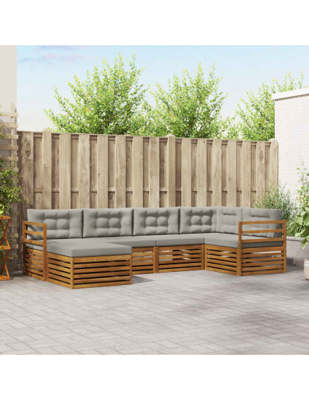 Set di divani con cuscino 18 pcs Grigio Naturale e Chiaro