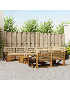 Set di divani con cuscino 9 pcs Naturale e Beige