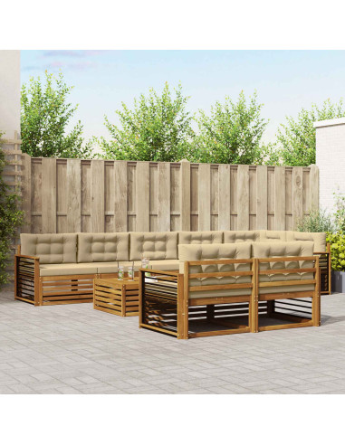 Set di divani con cuscino 9 pcs Naturale e Beige