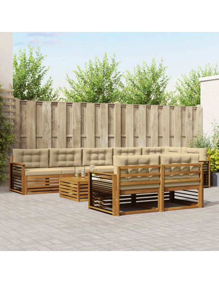 Set di divani con cuscino 9 pcs Naturale e Beige