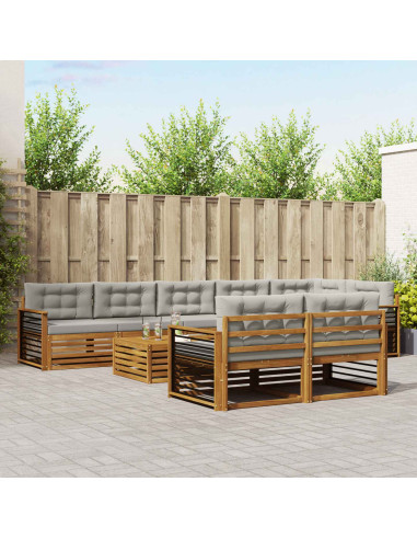 Set di divani con cuscino 26 pcs Grigio Naturale e Chiaro