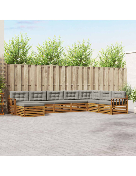 Set divani con cuscino 8 pcs Grigio Naturale e Chiaro