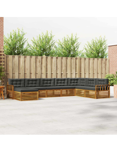 Set divani 8 pcs Naturale e Antracite Legno di Acacia Massello