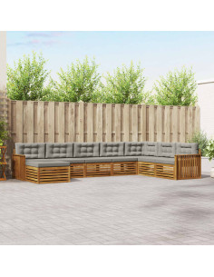 Set divani con cuscino 8 pcs Grigio Naturale e Chiaro