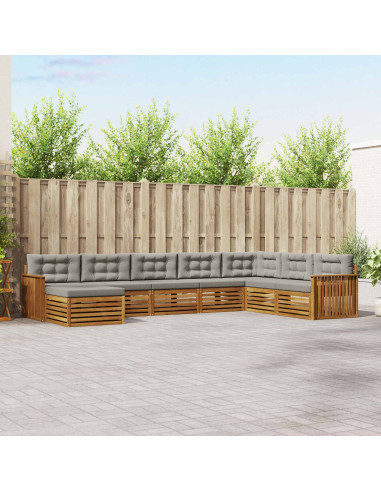 Set divani con cuscino 8 pcs Grigio Naturale e Chiaro