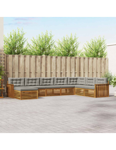 Set divani con cuscino 8 pcs Grigio Naturale e Chiaro