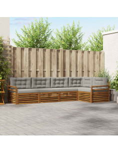 Set di divani con cuscino 16 pcs Grigio Naturale e Chiaro