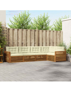 Set di divani con cuscino 5 pcs Naturale e Crema