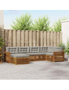 Set di divani con cuscino 18 pcs Grigio Naturale e Chiaro