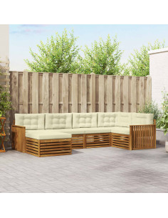 Set di divani con cuscino 6 pcs Naturale e Crema