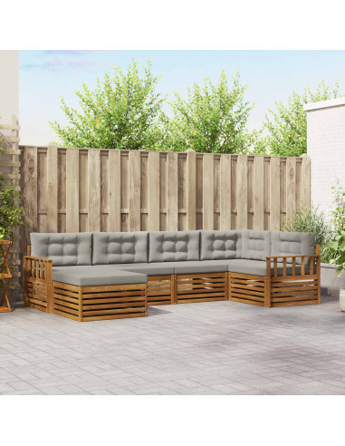 Set di divani con cuscino 18 pcs Grigio Naturale e Chiaro