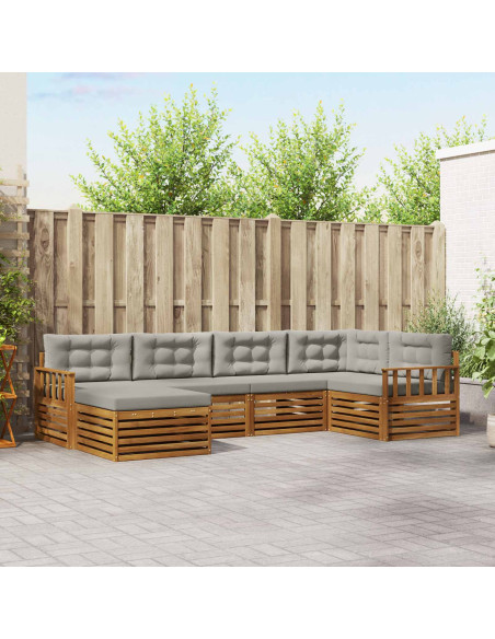 Set di divani con cuscino 18 pcs Grigio Naturale e Chiaro