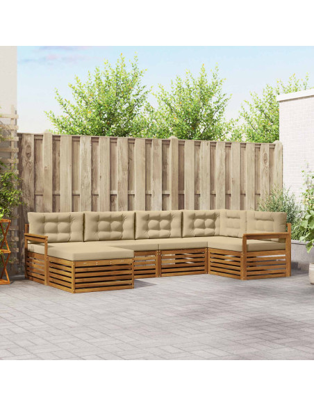 Set di divani con cuscino 6 pcs Naturale e Beige