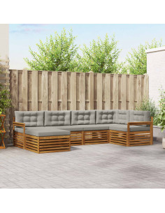 Set di divani con cuscino 18 pcs Grigio Naturale e Chiaro