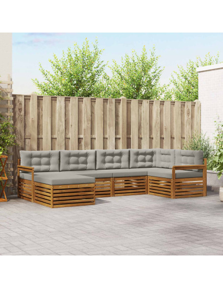 Set di divani con cuscino 18 pcs Grigio Naturale e Chiaro