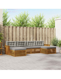 Set divani con cuscino 6 pcs Grigio Naturale e Chiaro