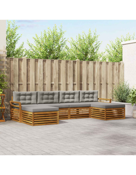 Set divani con cuscino 6 pcs Grigio Naturale e Chiaro