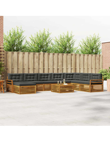 Set divani 9 pcs Naturale e Antracite Legno di Acacia Massello