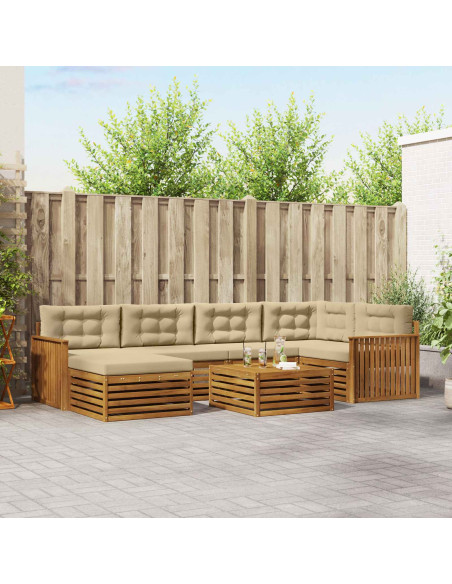 Set di divani con cuscino 7 pcs Naturale e Beige