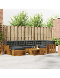 Set di divani con cuscino 7 pcs Naturale e Antracite