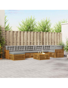 Set divani con cuscino 8 pcs Grigio Naturale e Chiaro