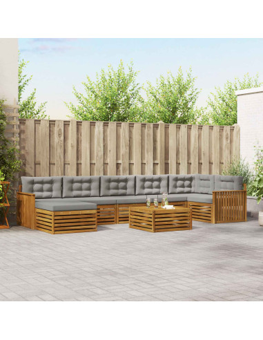 Set divani con cuscino 8 pcs Grigio Naturale e Chiaro