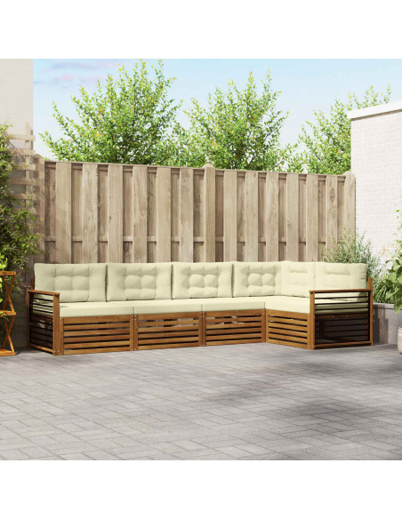 Set di divani con cuscino 5 pcs Naturale e Crema