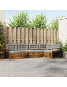 Set di divani con cuscino 16 pcs Grigio Naturale e Chiaro