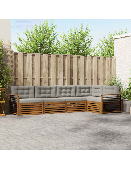 Set di divani con cuscino 16 pcs Grigio Naturale e Chiaro