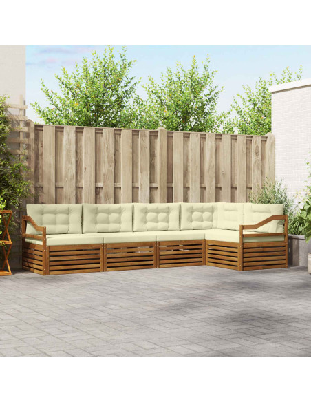 Set di divani con cuscino 5 pcs Naturale e Crema