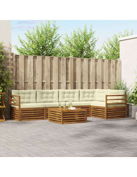 Set di divani con cuscino 6 pcs Naturale e Crema