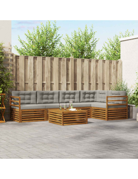 Set di divani con cuscino 6 pcs Grigio Naturale e Chiaro