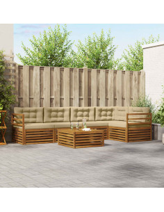 Set di divani con cuscino 6 pcs Naturale e Beige