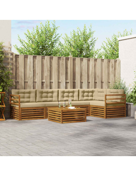 Set di divani con cuscino 6 pcs Naturale e Beige
