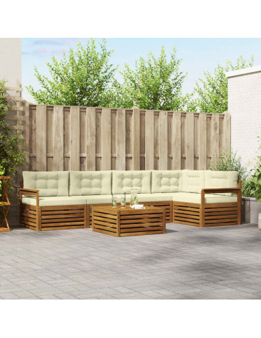 Set di divani con cuscino 6 pcs Naturale e Crema