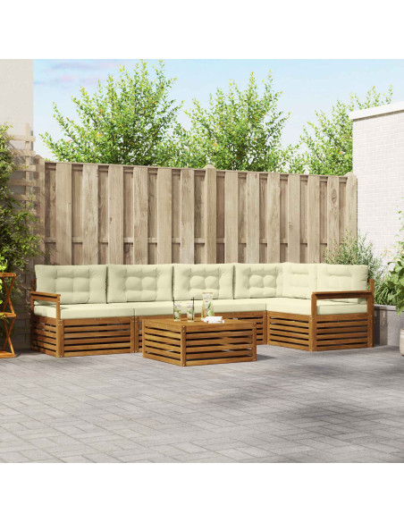 Set di divani con cuscino 6 pcs Naturale e Crema