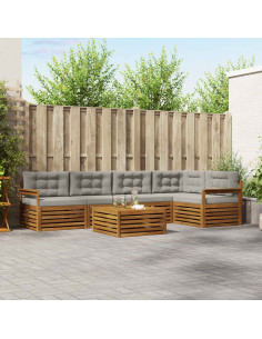 Set di divani con cuscino 6 pcs Grigio Naturale e Chiaro