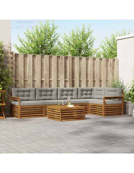 Set di divani con cuscino 6 pcs Grigio Naturale e Chiaro