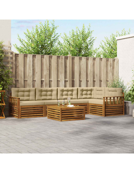 Set di divani con cuscino 6 pcs Naturale e Beige