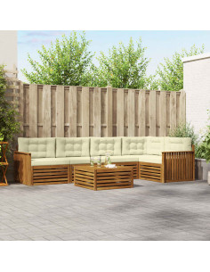 Set di divani con cuscino 6 pcs Naturale e Crema