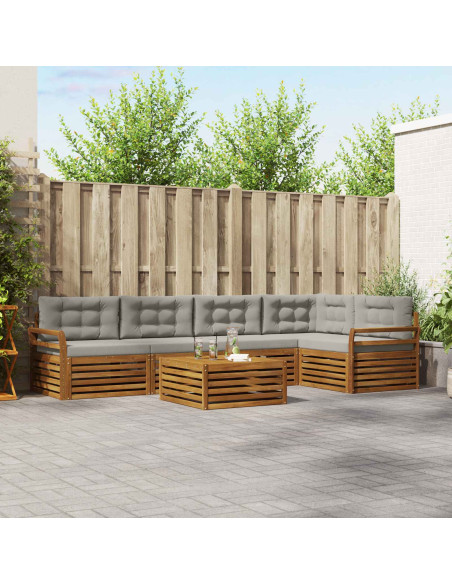 Set di divani con cuscino 6 pcs Grigio Naturale e Chiaro