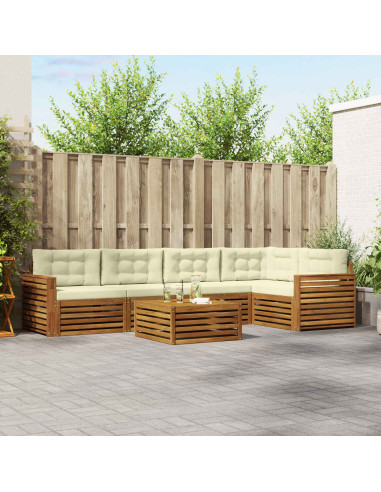 Set di divani con cuscino 6 pcs Naturale e Crema