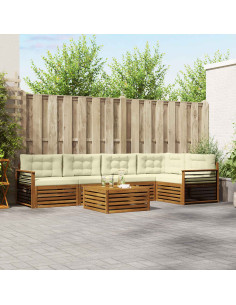 Set di divani con cuscino 6 pcs Naturale e Crema