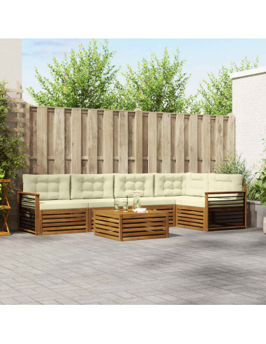 Set di divani con cuscino 6 pcs Naturale e Crema