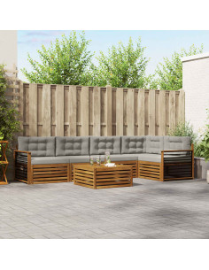 Set di divani con cuscino 6 pcs Grigio Naturale e Chiaro