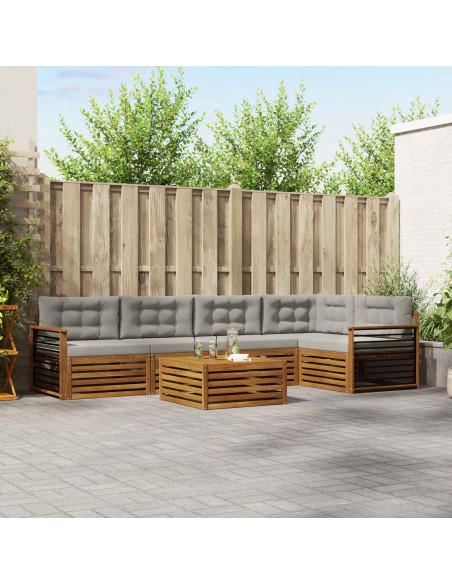 Set di divani con cuscino 6 pcs Grigio Naturale e Chiaro