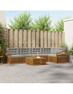 Set di divani con cuscino 6 pcs Grigio Naturale e Chiaro